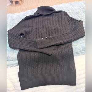 Superdry Women’s Black Turtleneck Cable Knit Sweater Size 10